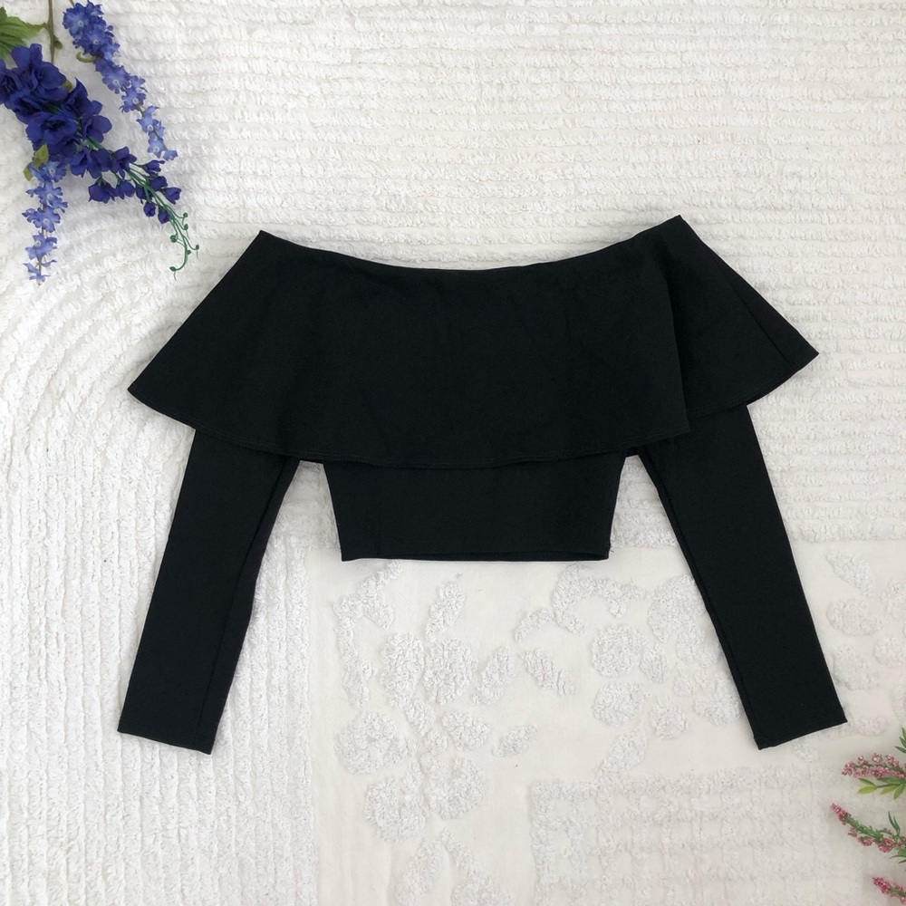 Black Off The Shoulder Crop Top
